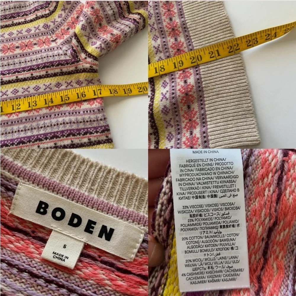 Boden Fair Isle Knit Pullover Wool Blend Size Small. - Picture 7 of 8